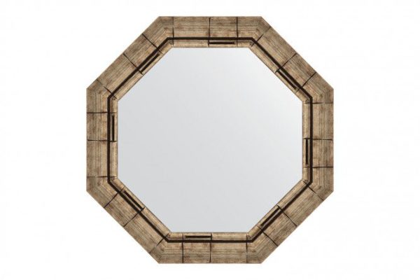 Wall mirror in a baguette frame EVOFORM Octagon BY 7322, silver bamboo 58x58 cm