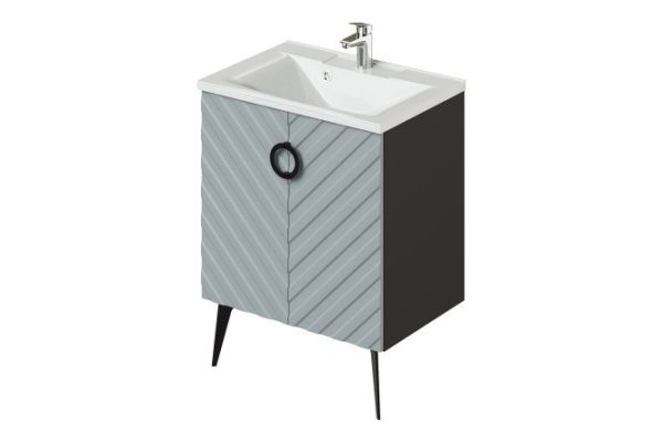 Floor stand Palladio 2.0 64.2 cm, frame color black, facade blue-gray