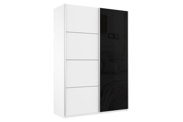 Sliding wardrobe 2-door Cors 140x230 cm, white snow, black