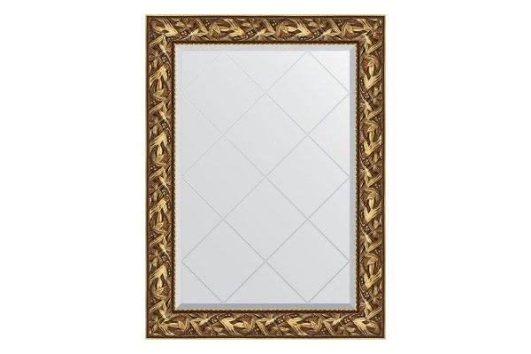 Wall mirror with engraving in a baguette frame EVOFORM Byzantium gold 79x106 cm