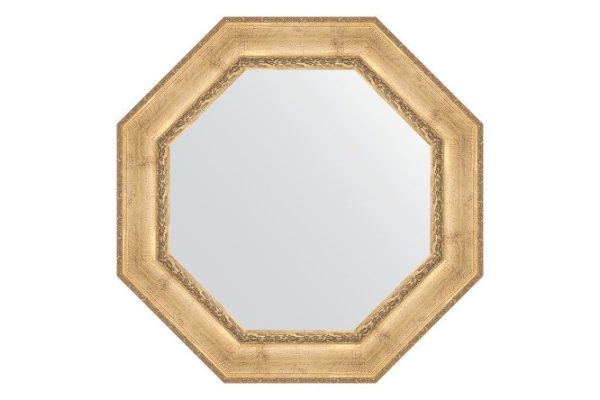 Wall mirror in a baguette frame EVOFORM Octagon BY 3672, aged silver with ornament 82x82 cm