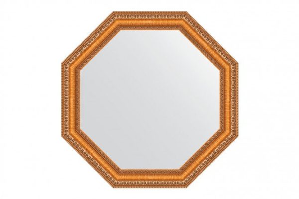 Wall mirror in a baguette frame EVOFORM Octagon BY 3977, gold beads on bronze 56x56 cm