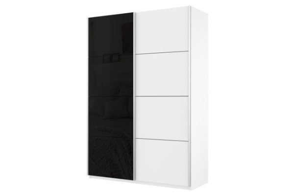 Sliding wardrobe 2-door Cors 160x230 cm, white snow, black