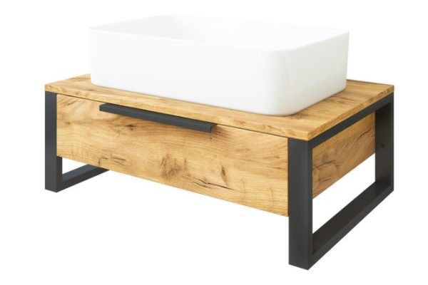 Hanging cabinet Sanflor Gard 70.2 cm, frame color black, kraft oak gold, facade kraft oak gold