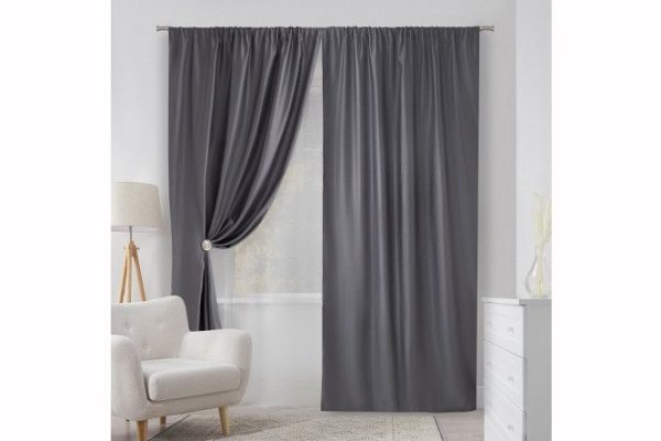 Set of curtains with tape ESTUDI BLANCO Drina 150x270 cm, 2 pcs., gray