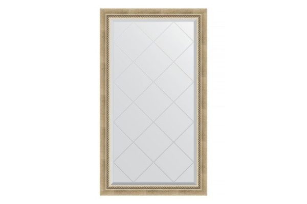 Wall mirror with engraving in a baguette frame EVOFORM BY 4218 aged silver with wickerwork 73x128 cm