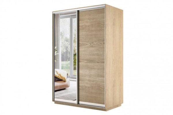2-door wardrobe Slide 120x220x60 cm, Sonoma, with one mirror
