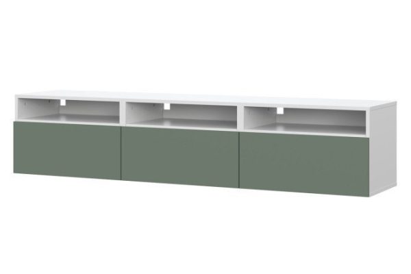 2559frqaioiomh0284jd8wfkebz01cao.jpg Cabinet Oscar Moon 180x40 with 3 drawers and 3 shelves, white / soft olive