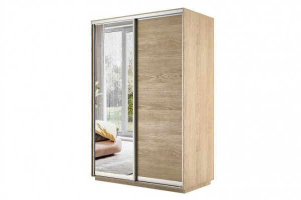 Wardrobe 2-door Slide 140x240x60 cm, Sonoma, with one mirror