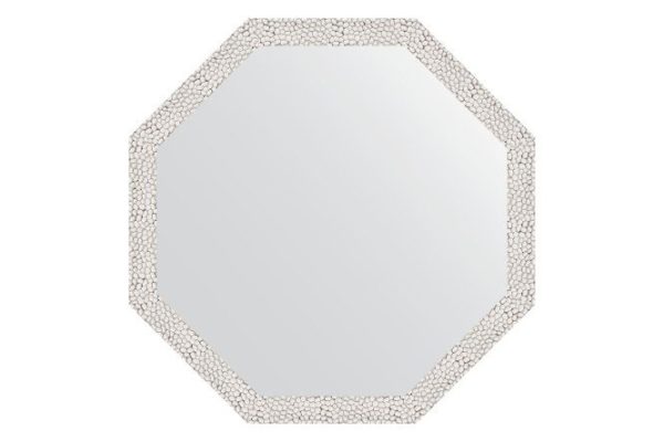 Wall mirror in a baguette frame EVOFORM Octagon BY 3678, white embossing 68.2x68.2 cm