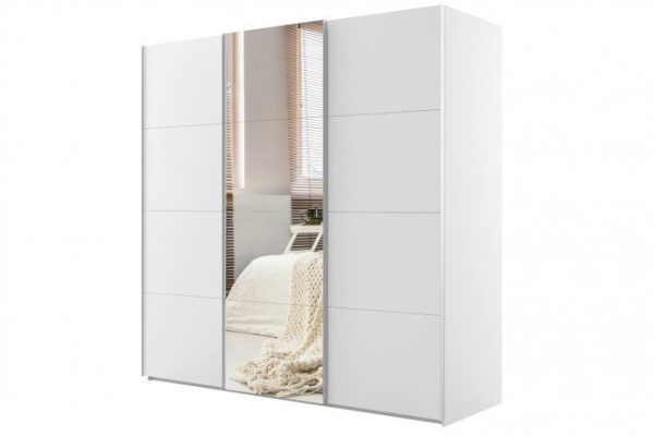 3-door wardrobe Comet 240x240 cm white snow, white fronts, mirror