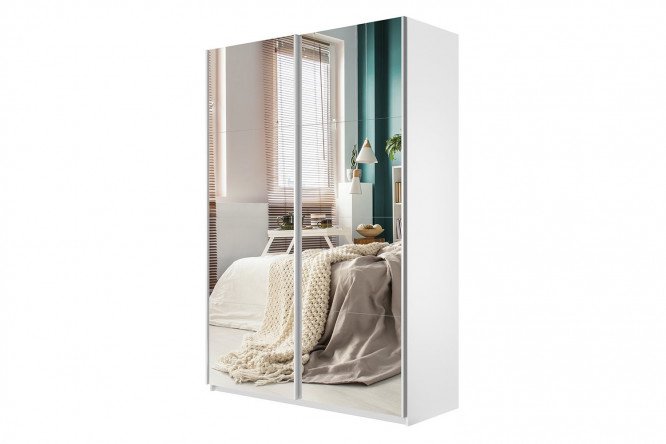 Sliding wardrobe 2-door Cors 120x230 cm, white snow, mirror facade