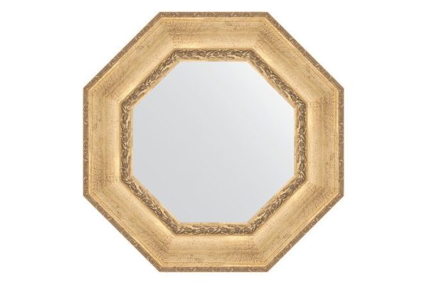Wall mirror in a baguette frame EVOFORM Octagon BY 3670, aged silver with ornament 62x62 cm