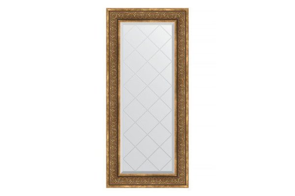 Wall mirror with engraving in a baguette frame EVOFORM Bronze monogram 59x129 cm
