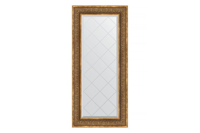 Wall mirror with engraving in a baguette frame EVOFORM Bronze monogram 59x129 cm