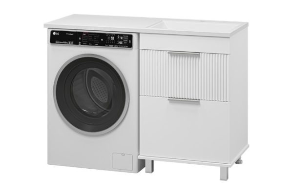 Floor cabinet for washing machine Enfida 60 ENF-07060-012Ya with 2 drawers 57.6 cm, frame color matte white, facade white matte