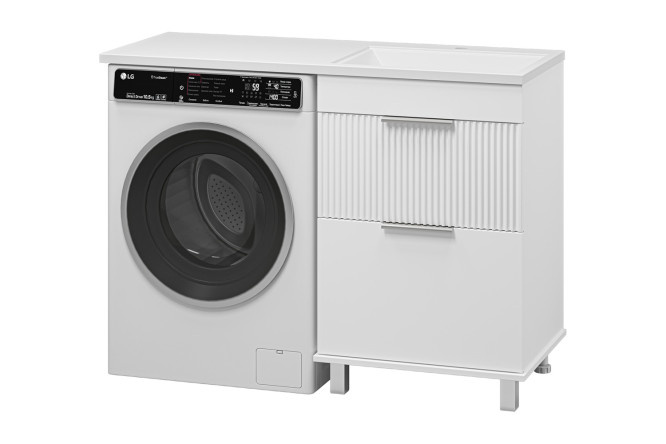 Floor cabinet for washing machine Enfida 60 ENF-07060-012Ya with 2 drawers 57.6 cm, frame color matte white, facade white matte