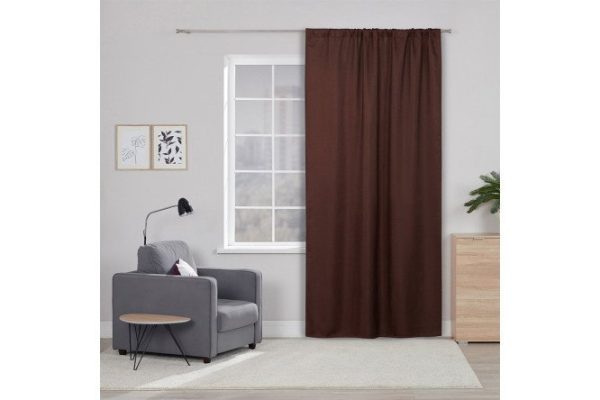 Ribbon curtain MICASA Jacqueline 150x280 cm, 1 piece, chocolate color