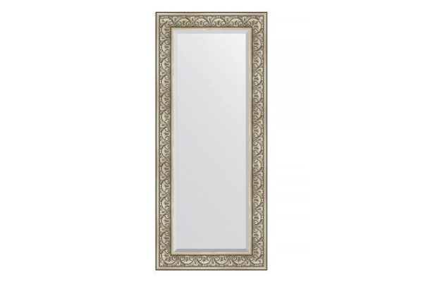 Wall mirror with bevel in a baguette frame EVOFORM baroque silver 80x170 cm