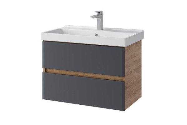 Hanging cabinet Sanstar Infinity 396.1-1.4.1.KFES 80 cm, frame color Sonoma oak light, facade soft graphite