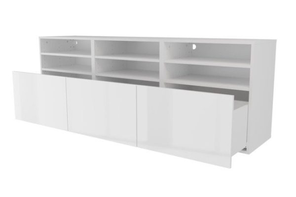 2a2qgd3ie7z96o8pk0pd1cc12bsfxqns.jpg Cabinet 6 shelves and 3 drawers Oscar Amika 180x64 with push to open, white / white gloss