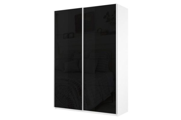 Sliding wardrobe 2-door Cors 160x230 cm, white snow, black facade