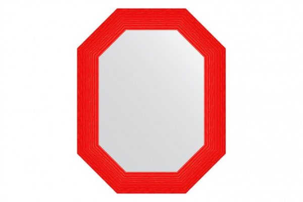 Wall mirror in a baguette frame EVOFORM Polygon BY 7298, red wave 61x76 cm