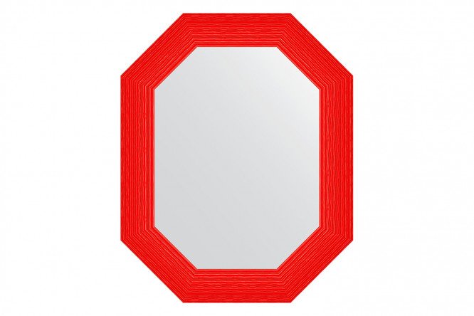 Wall mirror in a baguette frame EVOFORM Polygon BY 7298, red wave 61x76 cm