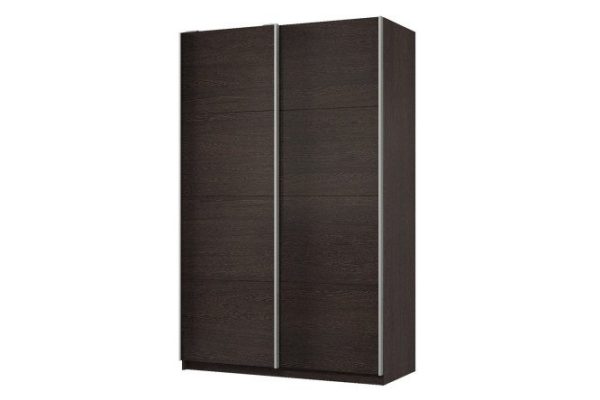 Sliding wardrobe 2-door Praktik 140x220x60 cm, wenge, silver profile