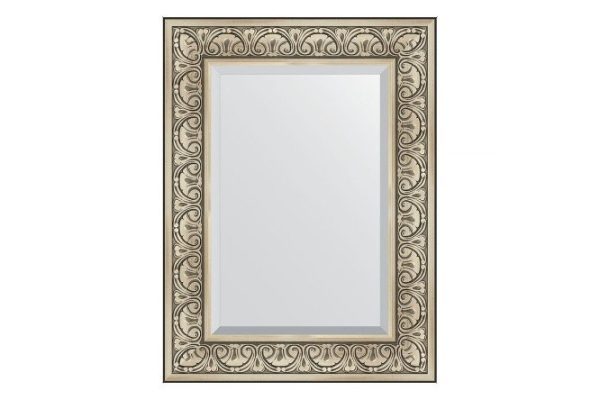 Wall mirror with bevel in a baguette frame EVOFORM baroque silver 80x110 cm