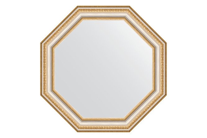 Wall mirror in a baguette frame EVOFORM Octagon BY 3709, gold beads on silver 51.6x51.6 cm