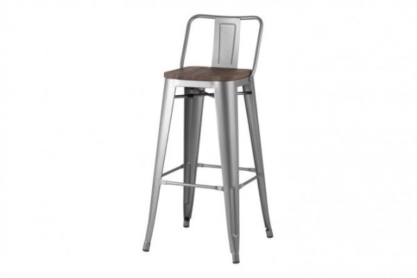 Bar stool Tolix 50x76x55 cm, dark wood color, matte silver