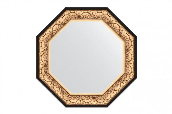 Wall mirror in a baguette frame EVOFORM Octagon BY 7381, baroque gold 75x75 cm