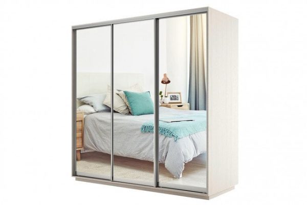 3-door sliding wardrobe Slide 180x220x60 cm, light Shimo ash, with three mirrors