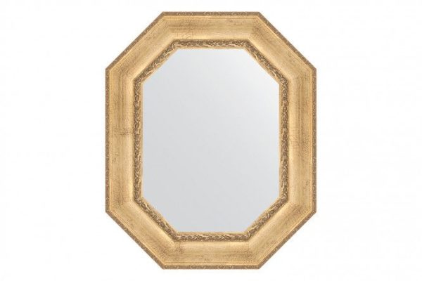 Wall mirror in a baguette frame EVOFORM Polygon BY 7262, aged silver with ornament 67x82 cm