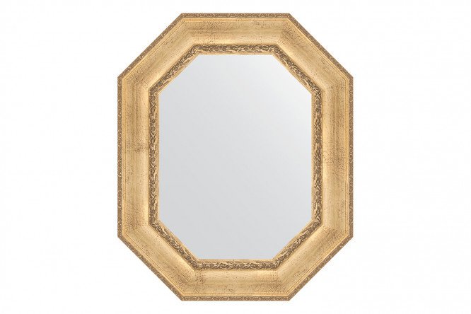 Wall mirror in a baguette frame EVOFORM Polygon BY 7262, aged silver with ornament 67x82 cm