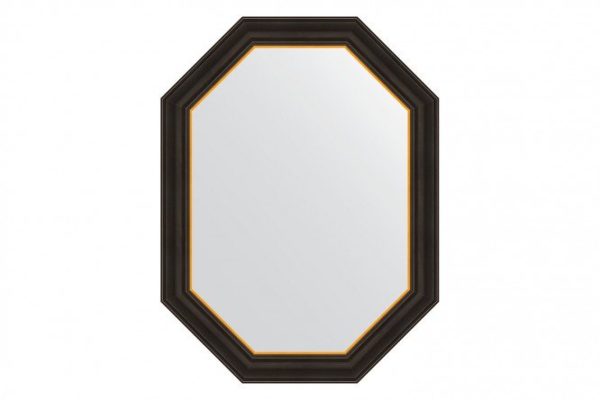 Wall mirror in a baguette frame EVOFORM Polygon BY 7287, ebony with gold 63x83 cm