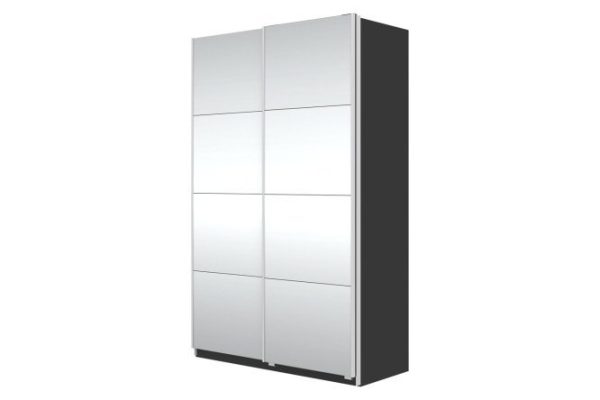 Sliding wardrobe Oscar 150x236x59.6 cm, black, front - mirror