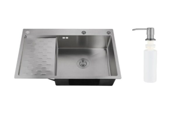 Inset sink with dispenser and wing PMC MRK 8050BL-R 80x50x18 cm