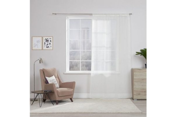 Tulle with ribbon MITTE Emma 140x260 cm, 1 piece, ecru color