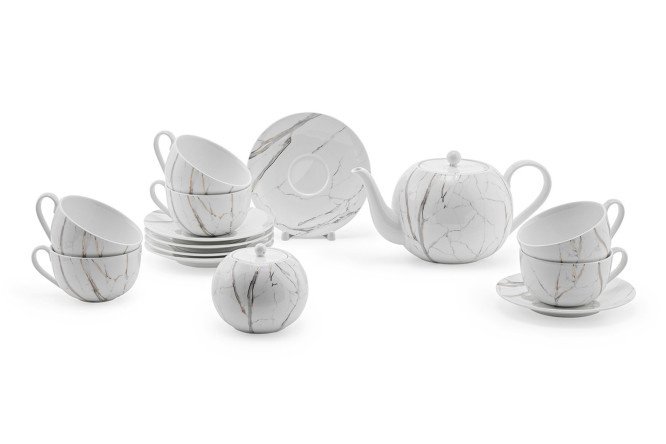 Meribel tea set 6 persons, 14 pcs., Porcelain