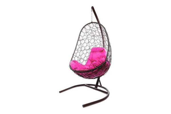 Hanging cocoon chair Oval 83x186x70 cm, base and frame color brown, finishing brown
