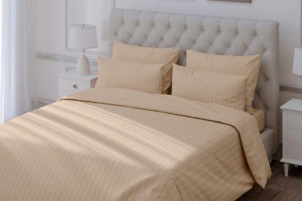 Bed linen set Stripe Premium Bronze Cotton 180x215 cm, 2 sleepers