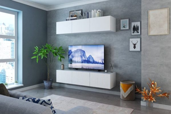 2nrta9e96ltq0gmvrkepp4ntl05n2cim.jpg Living room Oscar with TV stand and wardrobe with push-to-open doors, white / wave talc, smooth talc