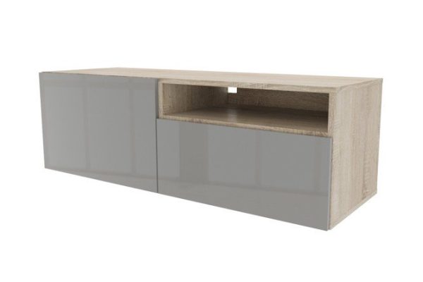 Cabinet with drawer, door and shelf Oscar Amika 120x38 with push to open, Sonoma oak / dusty gray gloss