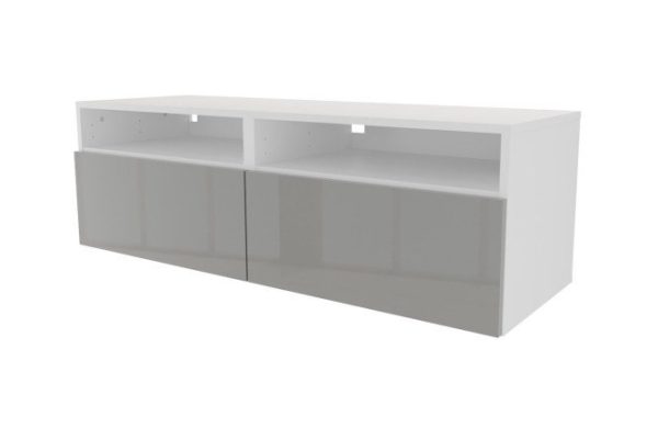Cabinet with drawers and shelf Oscar Amika 120x38 with push to open, white / dusty gray gloss
