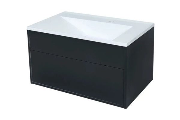 Wall mounted sink cabinet Lotus 39340205461 80 cm, frame color black, front black