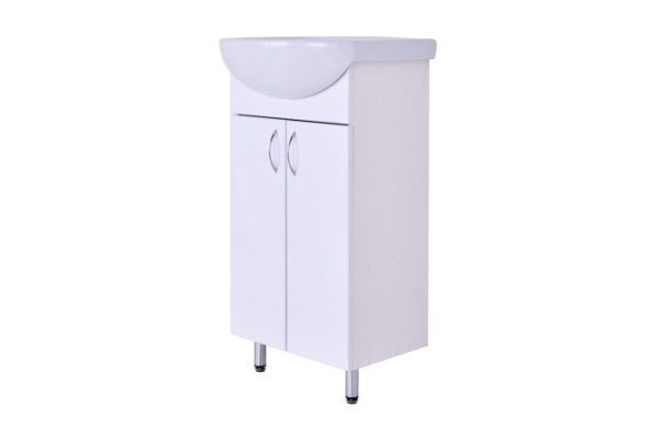 Floor stand ORANGE Light LA-45TUW+RA + washbasin Comfort 47 cm, frame color white, facade white