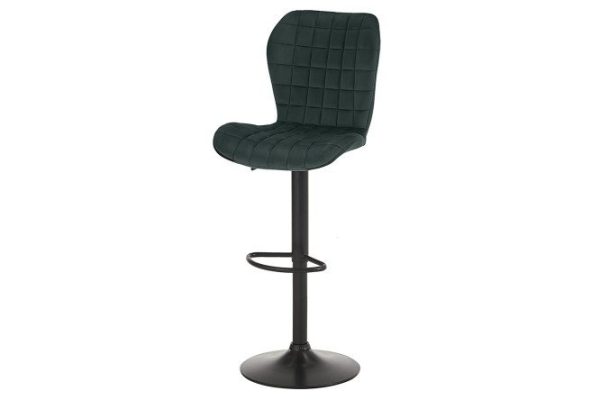 Bar stool Delusi 48x98x51 cm, upholstery color dark green, legs black