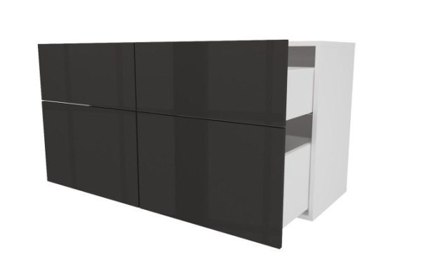 Cabinet 4 drawers Oscar Amika 120x64 with push to open, white / black graphite gloss